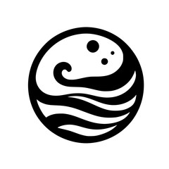Abstract Black & White Circular Water Element Logo Design