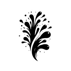 Black Ink Splash Design on White, Minimalist Illustration