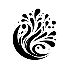Abstract Black Ink Splash Design on White, Modern Graphic
