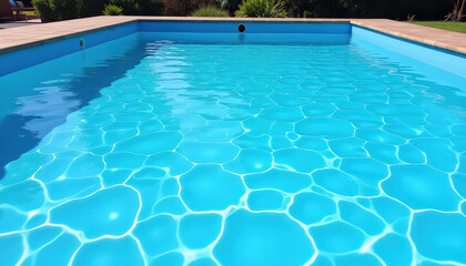 Fototapeta premium Sparkling blue pool on sunny day, summer preparation