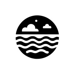 Fototapeta premium Abstract Seaside Icon: Clouds, Waves, Minimalist Design