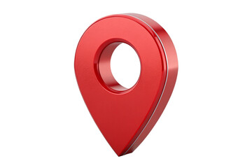 3D red location pin icon with a hollow center, representing navigation, direction, and maps in a sleek, modern design. Isolated on transparent background-generated by ai