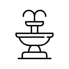 Fountain with water streams icon in minimalist black outline style