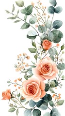 Lovely pink roses painted in soft watercolor high resolution picture