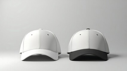 Realistic White and Black Baseball Cap Mockup &ndash; Front View on Grey Background for Logo Placement and Branding Design