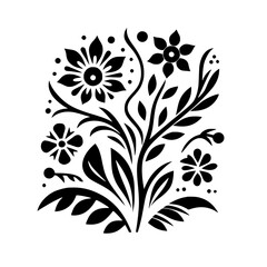 Floral Silhouette Vector: Black & White Botanical Illustration