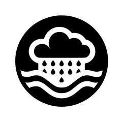 Minimalist Rainstorm Weather Icon on White Background