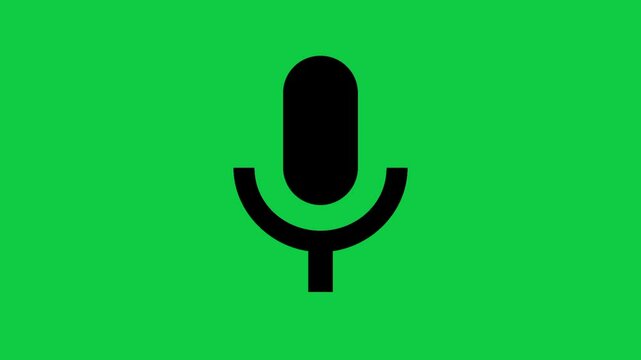 Microphone Icon Animation | 4K Mic Symbol Motion Graphic on Green Screen