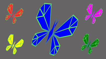 set of colorful butterflies
