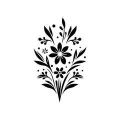 Elegant Black & White Floral Ornament - Minimalist Vector Design
