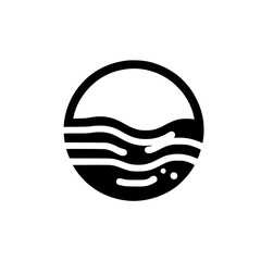 Minimalist Black & White Water & Sky Logo - Abstract Circle Design