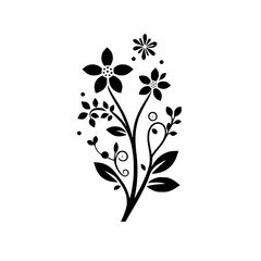 Elegant Black and White Floral Design: Decorative Silhouette