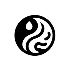 Modern Yin Yang Logo: Water and Flow Symbol on White