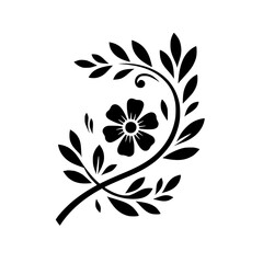 Elegant Black Floral Vine Design on White Background