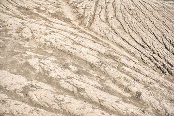 Detail of structures of eroded hills of Komolithi earth pyramids on the island of Crete