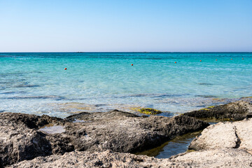 Landscape of the rocky Mediterranean coast on the Greek island of Crete