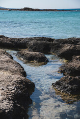 Landscape of the rocky Mediterranean coast on the Greek island of Crete
