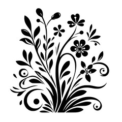 Elegant Black and White Floral Design: Vector Illustration