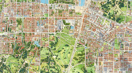 Fototapeta premium Detailed Cityscape Map With Vibrant Colors