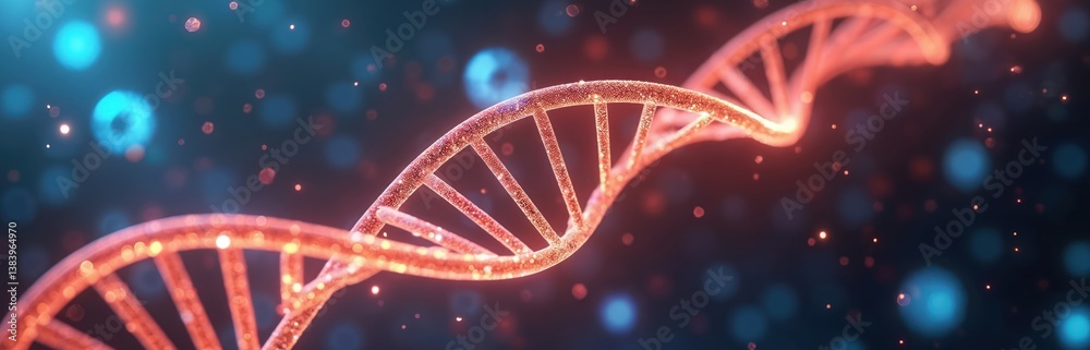 Aufkleber glowing dna helix floating in mid-air. holographic data streams, digital molecules form futuristic n