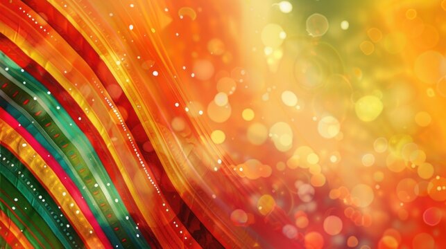 Cinco de Mayo, the national holiday of Mexico, abstract bright colorful yellow background, glitter and radiance, horizontal banner, copy space, free space for text