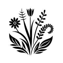 Minimalist Floral Arrangement in Black and White