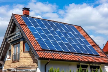 Fototapeta premium Solar panels on a house roof