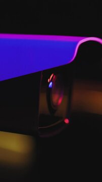 Experience the Futuristic Camera Lens enhanced with Vibrant Neon Light and Unique Designs