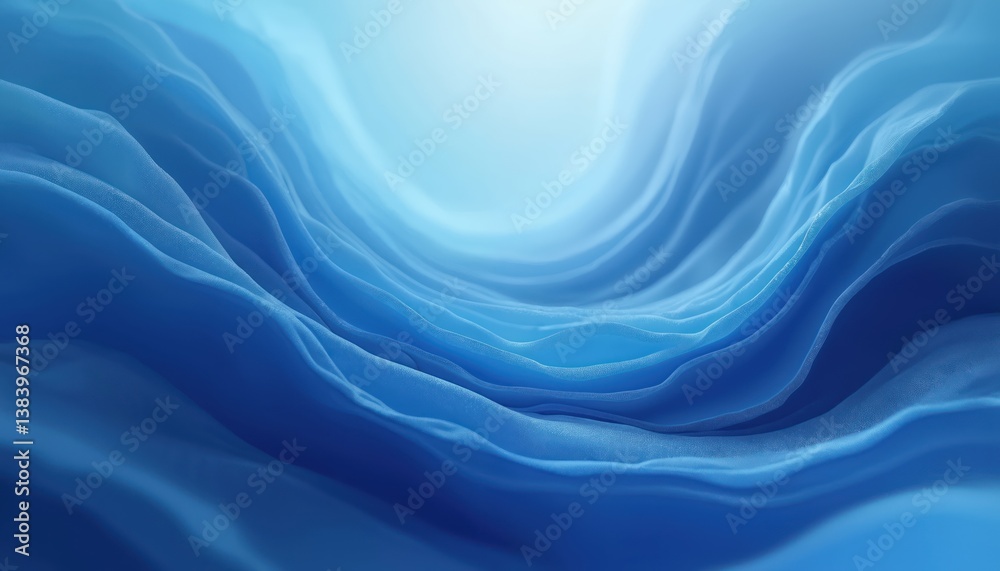 Poster Abstract blue waves flowing background. Wavy lines curves gradients create fluid dynamic motion. Modern digital art for web design, wallpaper. Illustration for presentation, poster, banner, business,