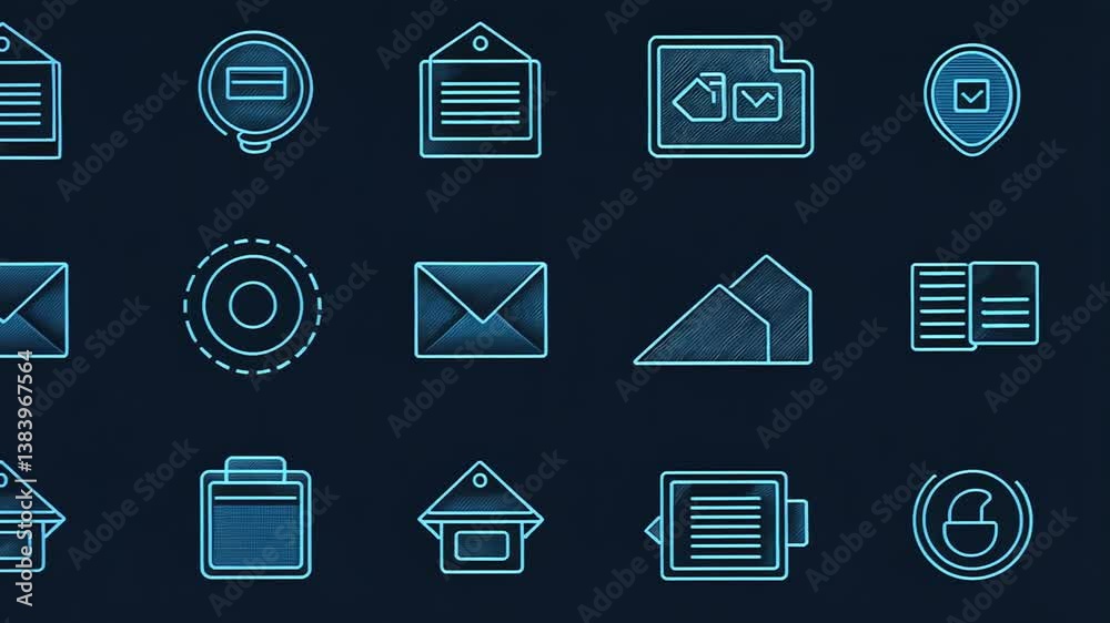 Poster minimal web icon set for startup project and development generative ai