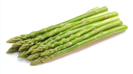 Lush green asparagus spears placed on a wooden cutting surface
