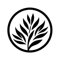 Minimalist Black & White Tree Logo in Circle, Nature Concept
