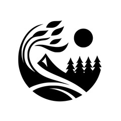 Minimalist Nature Scene: Black & White Forest Logo