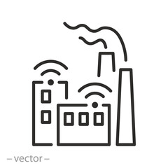 Obraz premium smart industry icon, digital factory production, automation manufacturing, thin line web symbol on white background - editable stroke vector illustration eps10