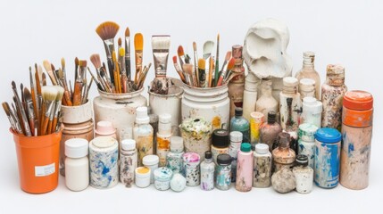 Paint Supplies and Brushes for Creative Art and Craft Projects