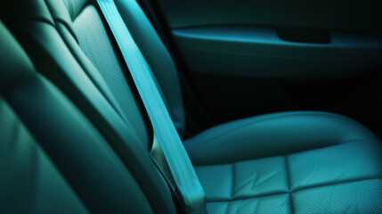 Obraz premium Empty car seat with a single seatbelt buckled: A stark reminder of the importance of safety. 