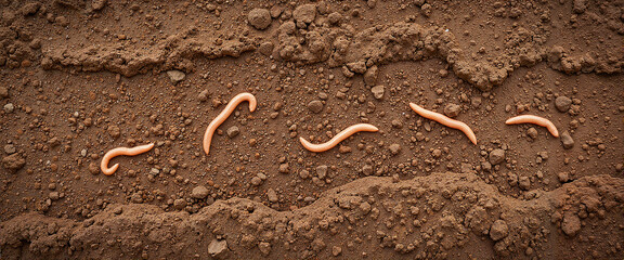Earthworm trail on rich soil, nature's subtle artistry