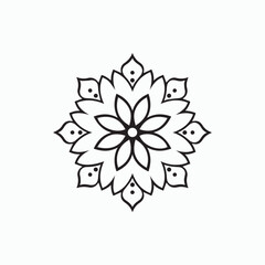 Easy Floral Mandala Coloring Page for Mindfulness and Relaxation Hand-Drawn Floral Mandala Line Art. a decorative ornament
