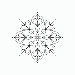 Easy Floral Mandala Coloring Page for Mindfulness and Relaxation Hand-Drawn Floral Mandala Line Art. a decorative ornament