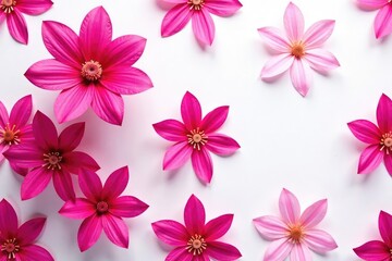 Obraz premium Bold fuchsia flower cluster, repeating pattern on white, wallpaper, bloom