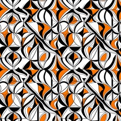 an orange and black geometric pattern on a white background