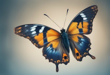 flight background isolated blue beautiful yellow orange transparent butterfly very flying decorative bright pretty light artistic magic design biology macro fly illustration insect collection colours