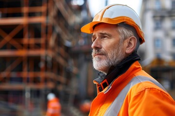Portrait of a middle aged Caucasian male engineer on construction site