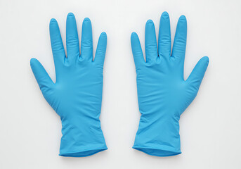 Fototapeta premium Two light blue surgical gloves are placed 