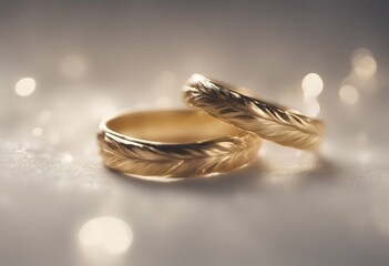 soft light rings golden wedding feather background two married metal holiday marriage ceremony ring jewellery bride bridal delicate gold engagement macro lovely flower to marry nobody luxury