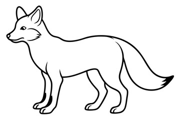 fox silhouette line art vector illustration with a white background