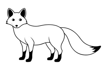 fox silhouette line art vector illustration with a white background