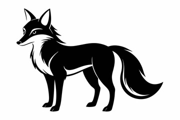 fox silhouette line art vector illustration with a white background