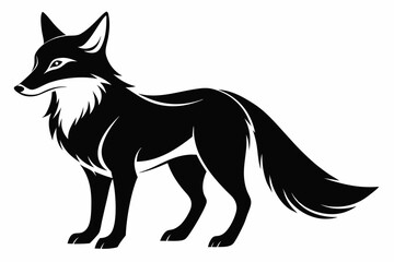fox silhouette line art vector illustration with a white background