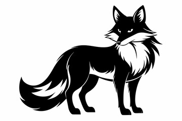 fox silhouette line art vector illustration with a white background